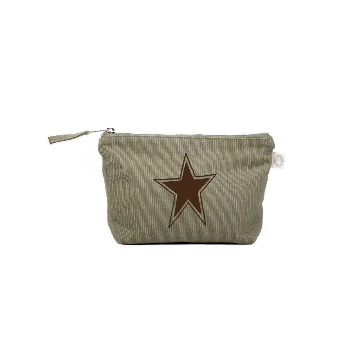 Olive Makeup Bag: Dark Chocolate Star - Quilted Koala