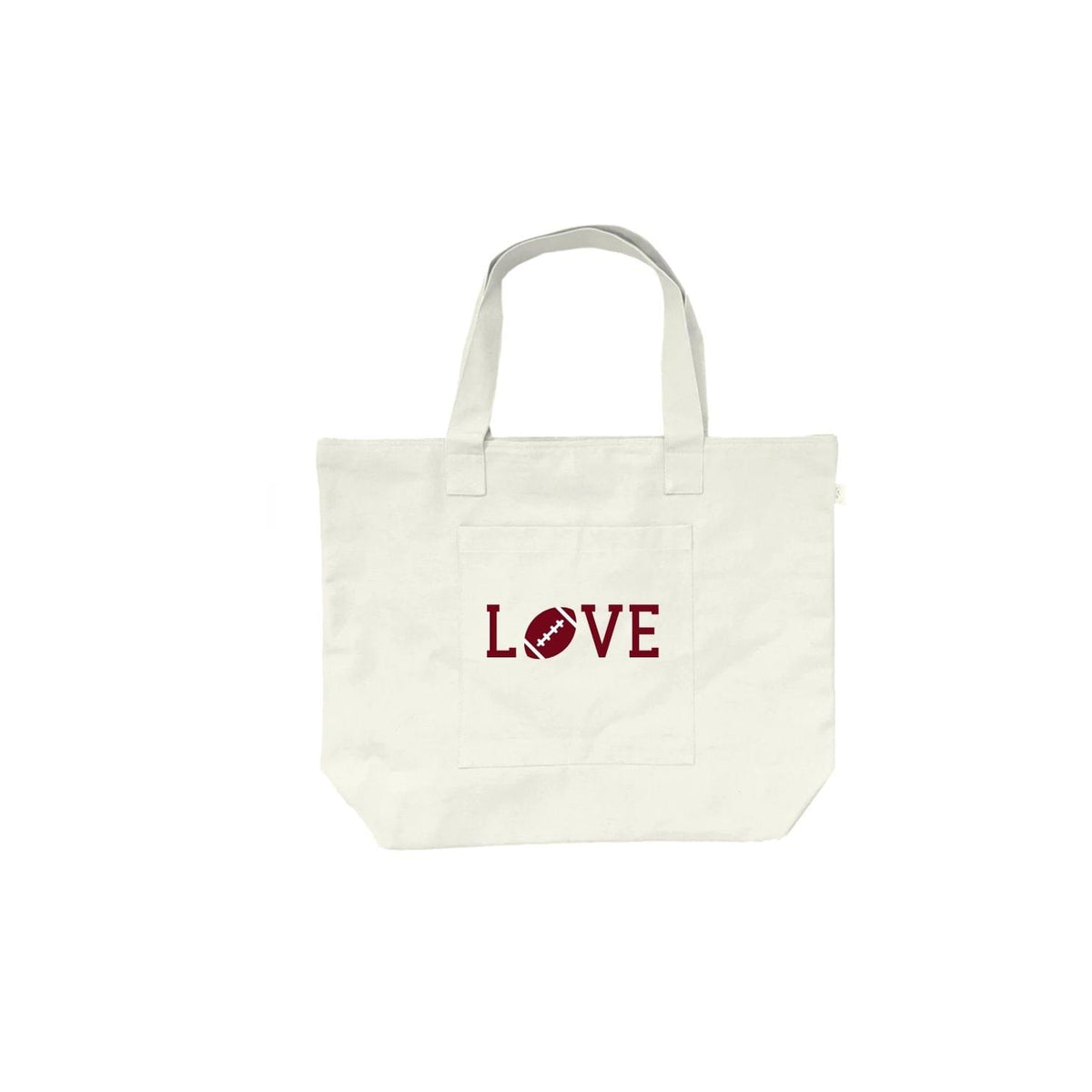 FOOTBALL LOVE -Midi Everything Bag - Natural with Maroon - Quilted Koala