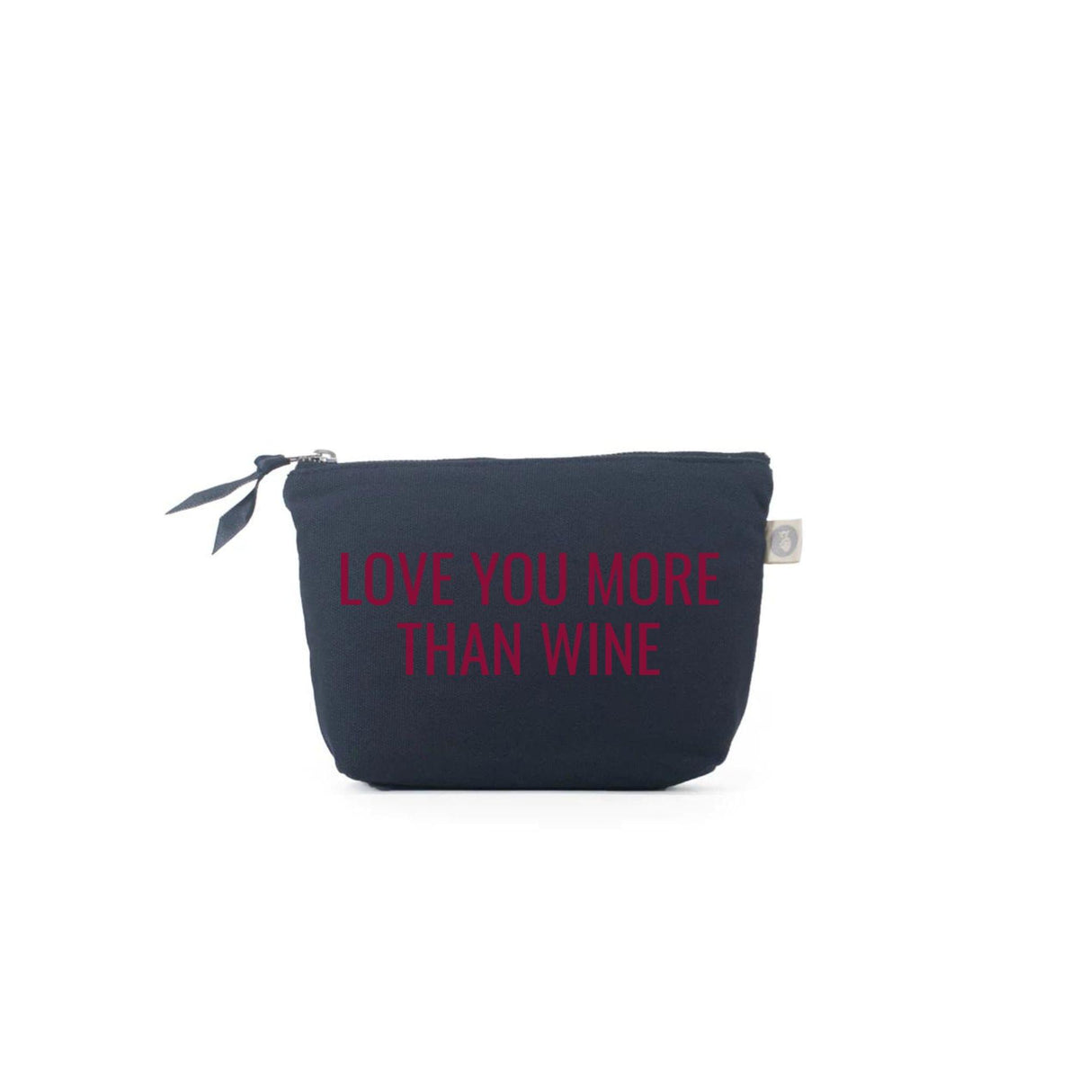 Navy Makeup Bag: LOVE YOU MORE THAN WINE - Quilted Koala