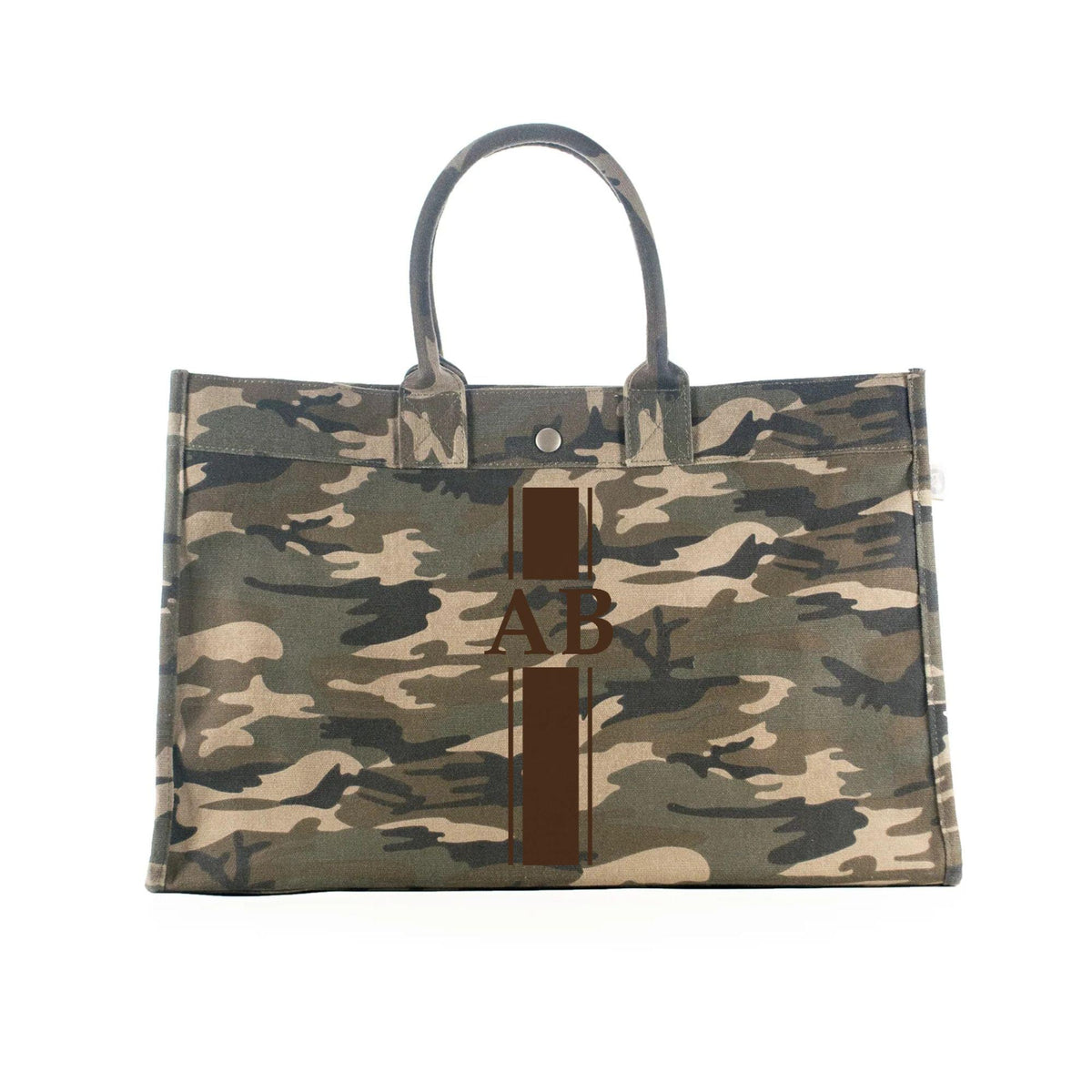 East West Bag: Green Camo & Dark Chocolate Monogram Stripe - Quilted Koala