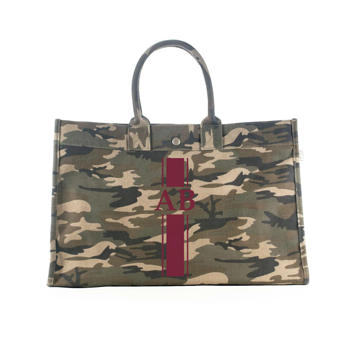 East West Bag: Green Camo & Wine Monogram Stripe - Quilted Koala
