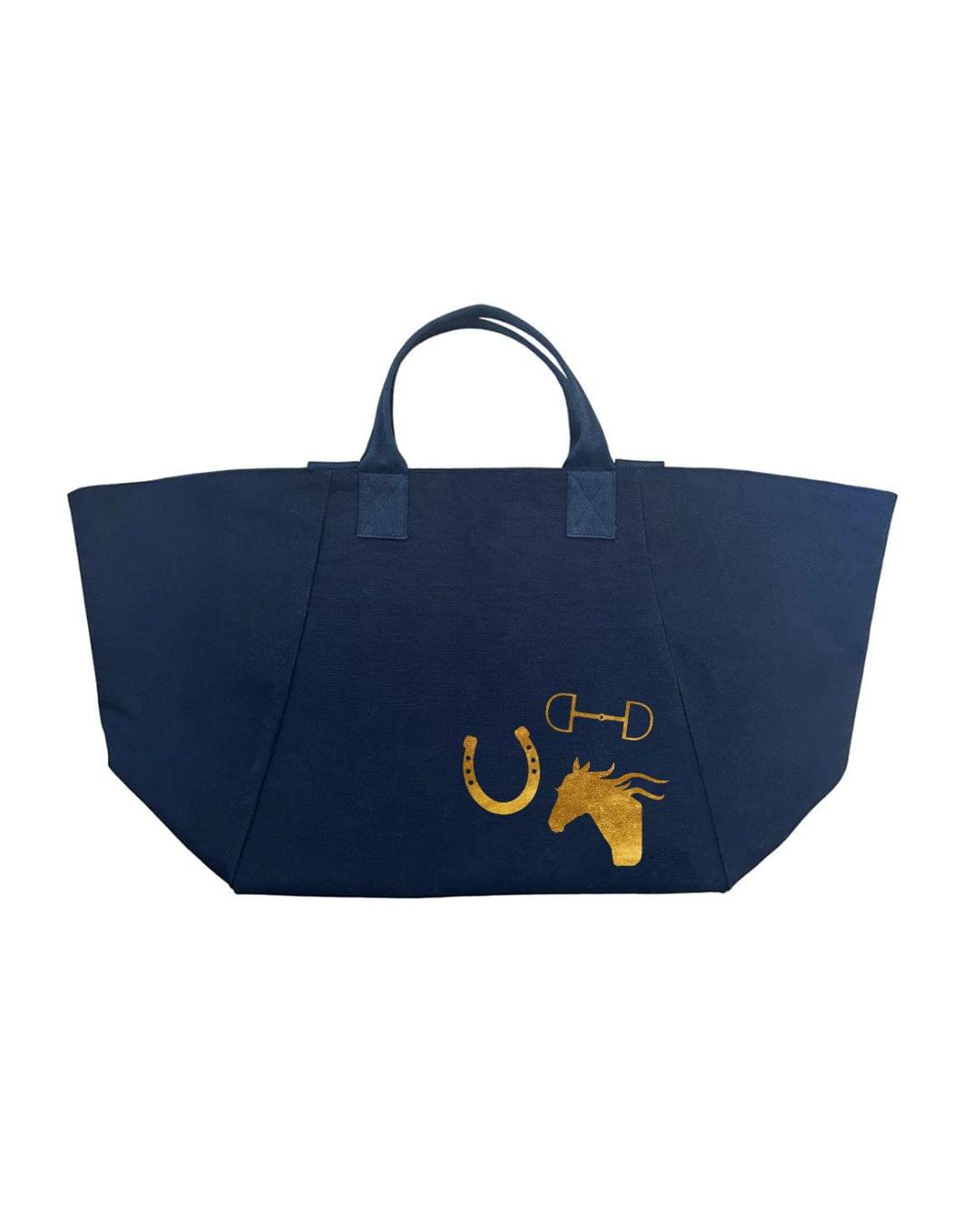 Gold Equestrian Icons Navy Chelsea Bag - Quilted Koala
