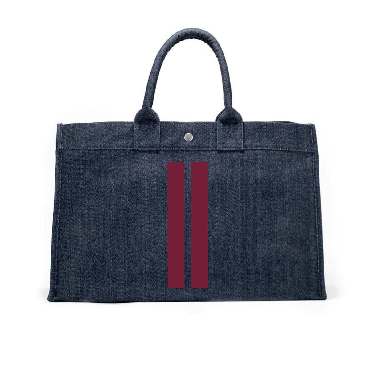 East West Bag: Denim with Wine Double Stripe - Quilted Koala