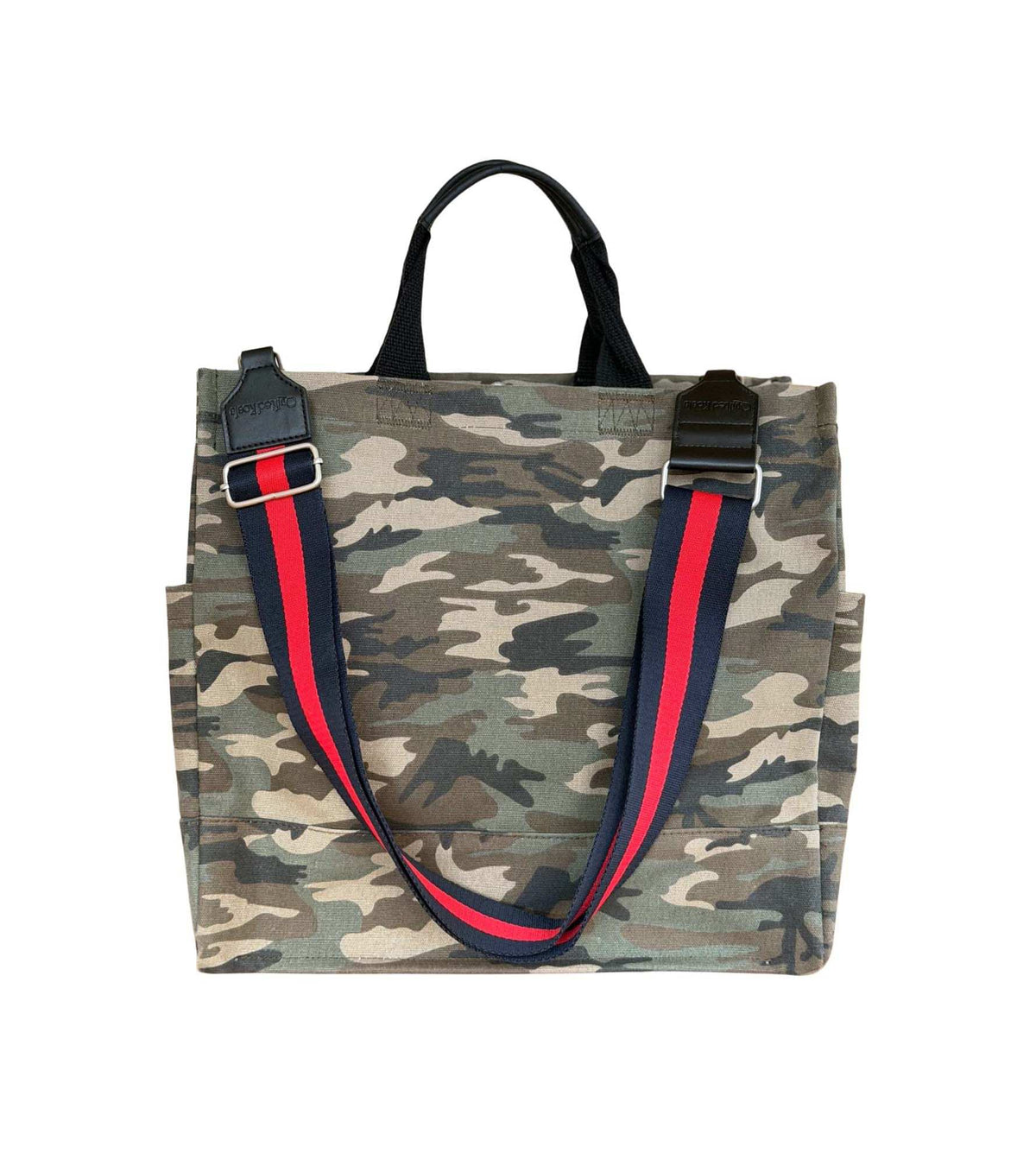 Green Camo Luxe North South Bag + FREE Navy & Red Luxe Strap - Quilted Koala