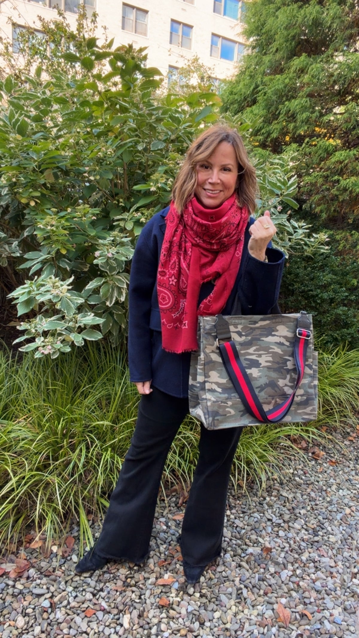 Green Camo Luxe North South Bag + FREE Navy & Red Luxe Strap - Quilted Koala