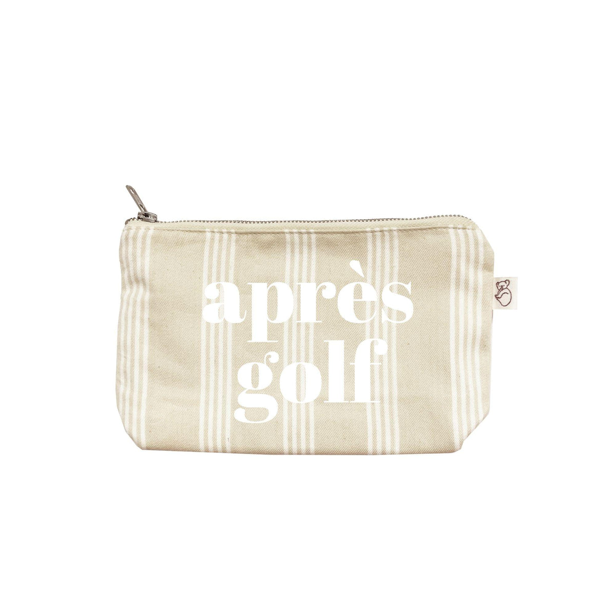 Sand Ticking Stripe Makeup Bag- White Matte APRÈS GOLF - Quilted Koala