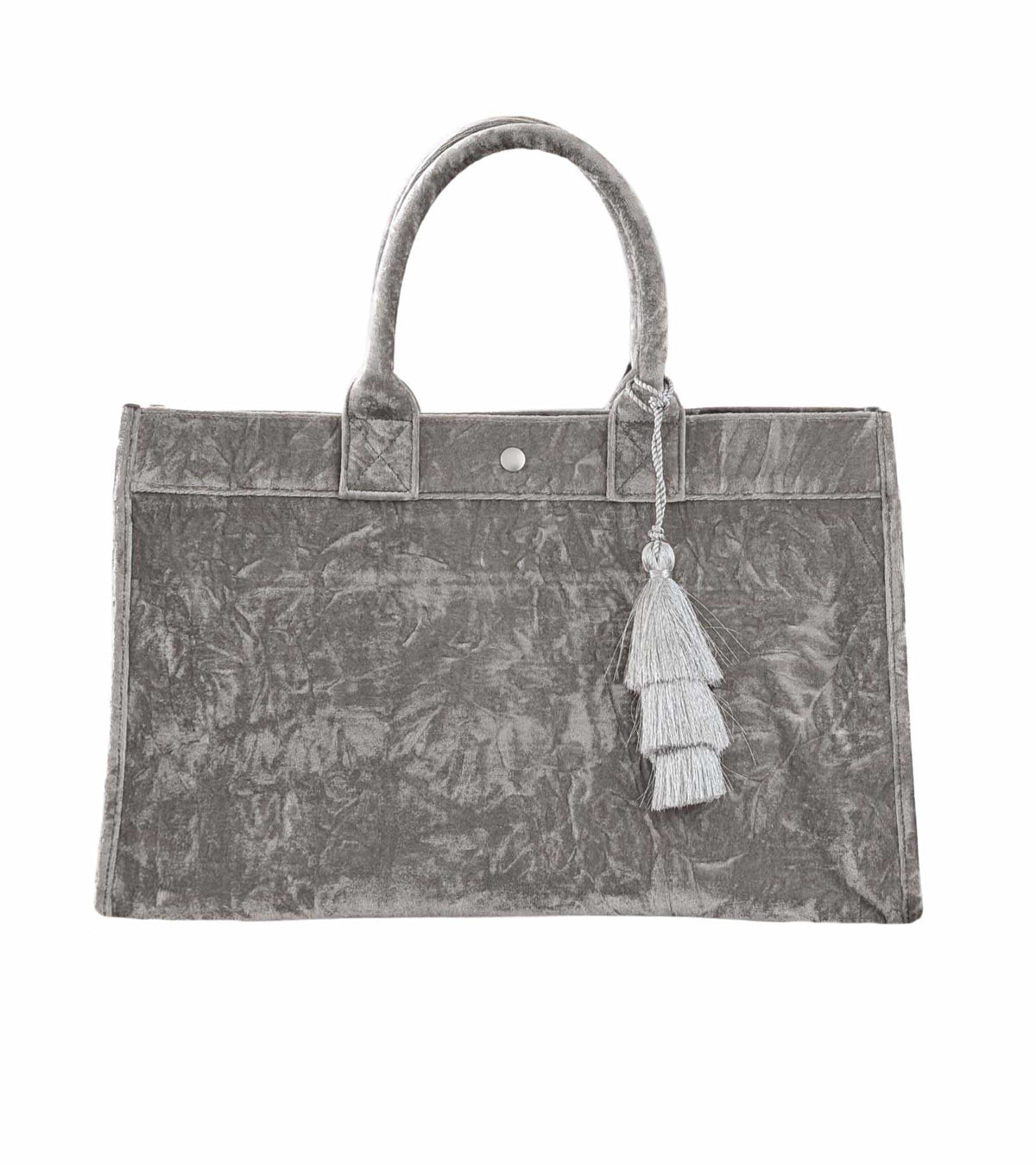 Grey Velvet East West Bag + FREE Silver Tassel - Quilted Koala