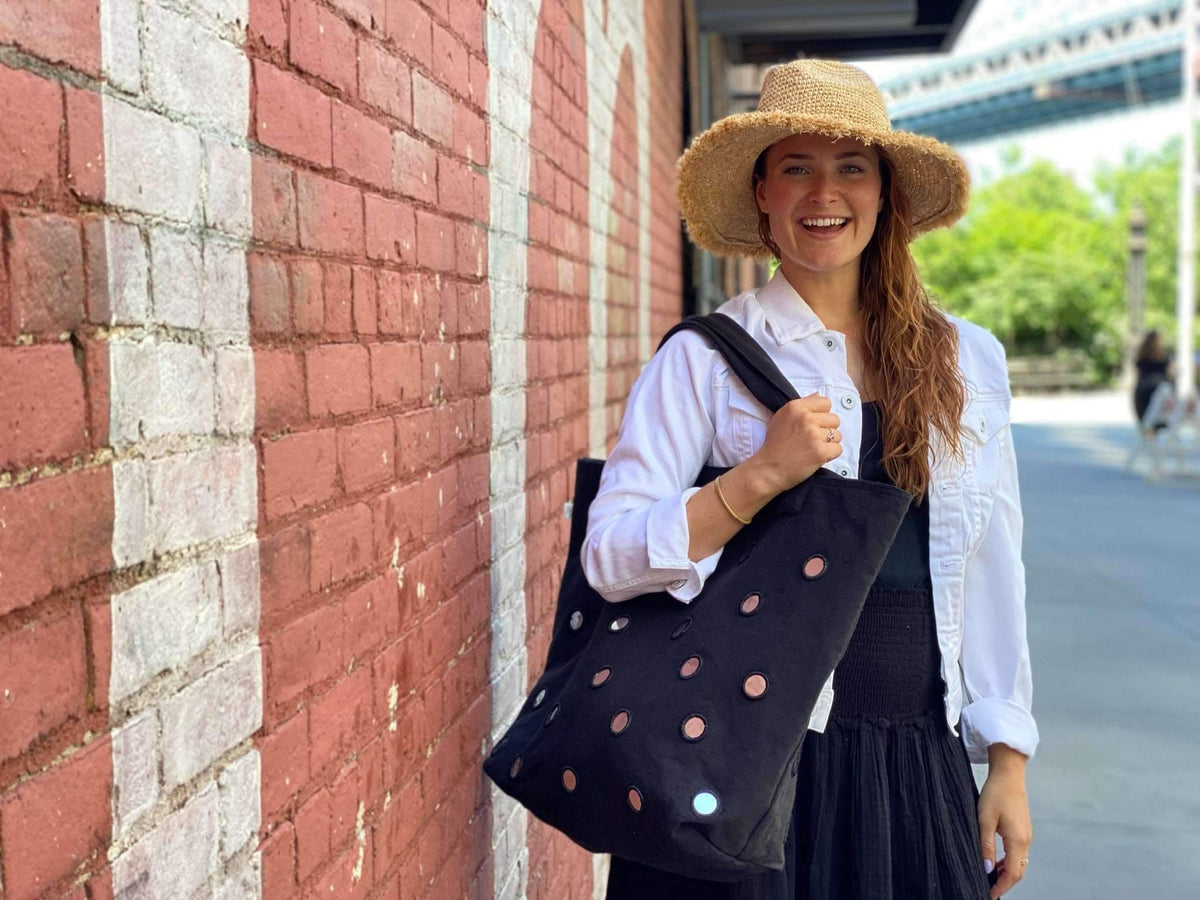Boho Large Mirror Tote: Black - Quilted Koala