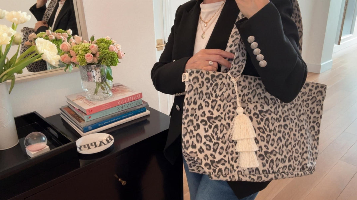 Leopard Midi Zipper Tote + FREE Natural Tassel - Quilted Koala