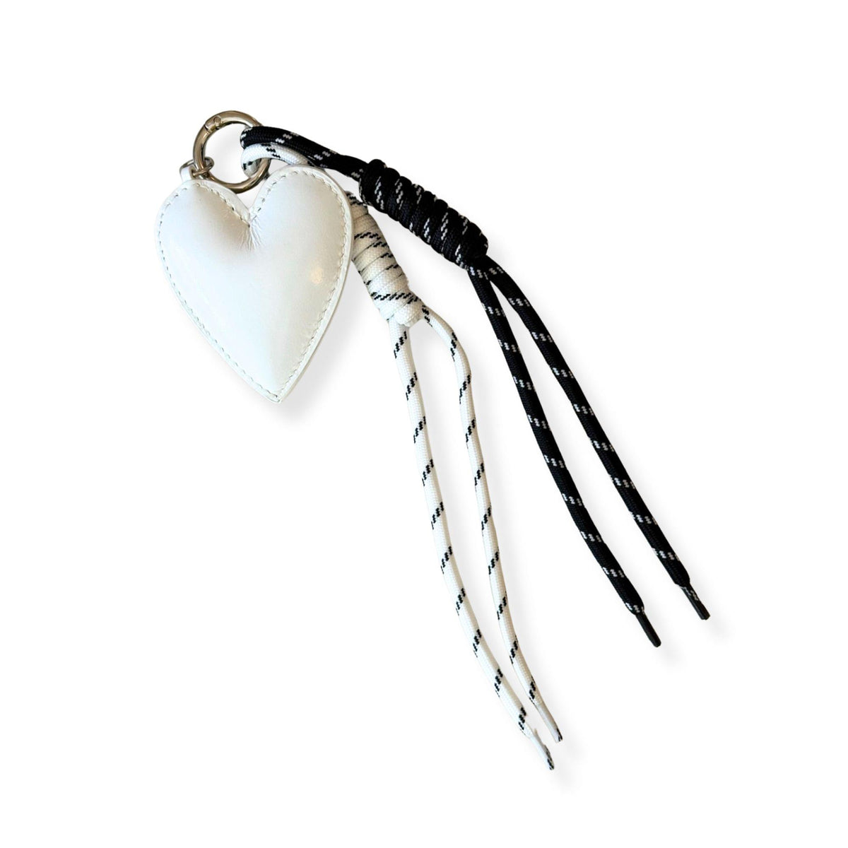 Paracord Bag Charm - Heart with Black and White NEW! - Quilted Koala