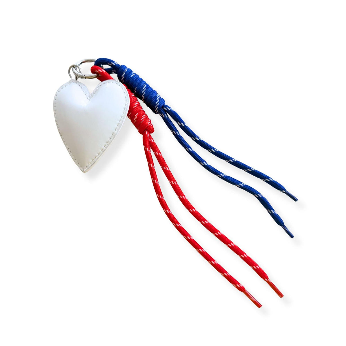Paracord Bag Charm - Heart Charm with Blue and Red NEW! - Quilted Koala