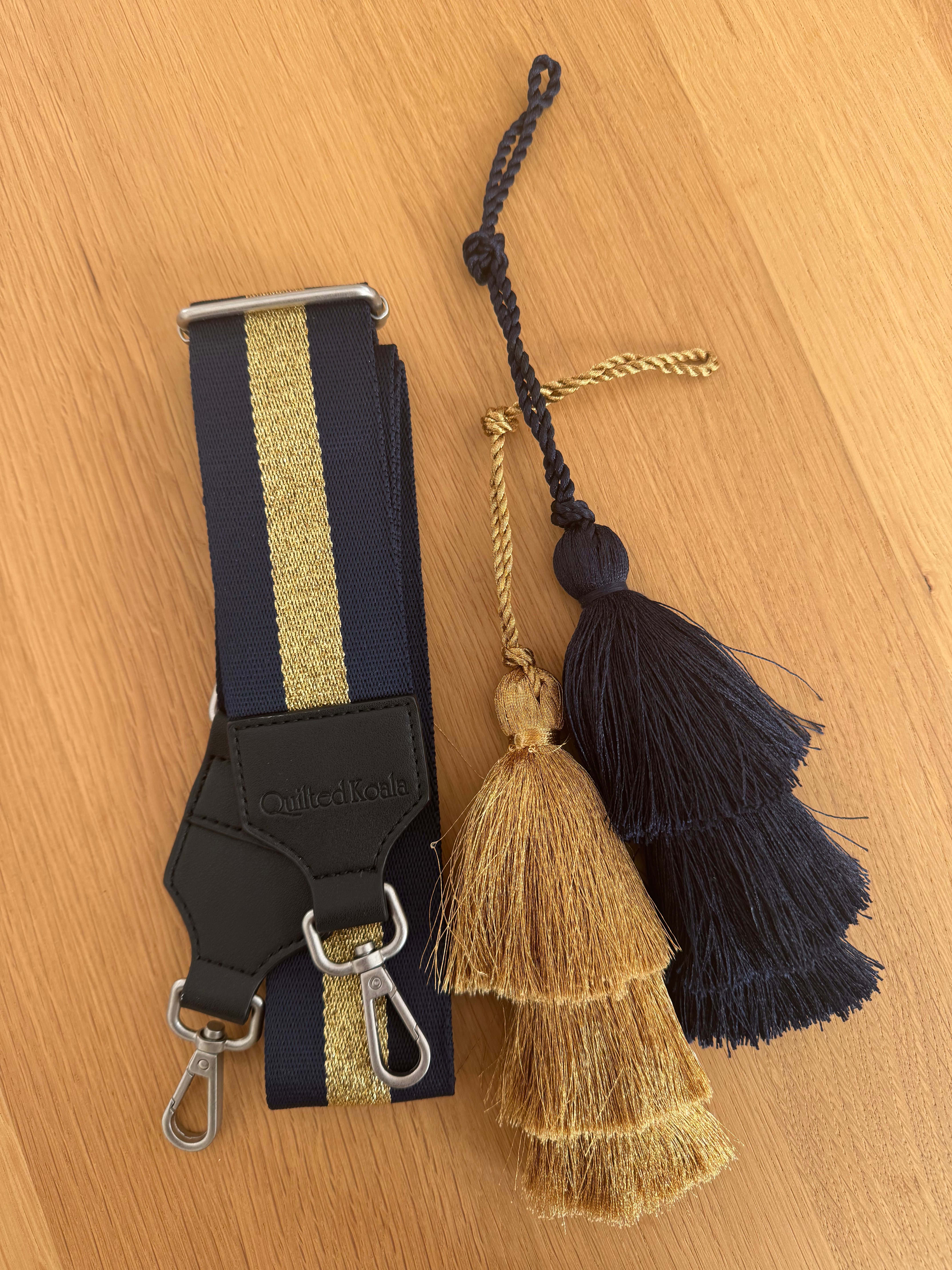 Navy Gold Luxe Strap Bundle with Tassels.