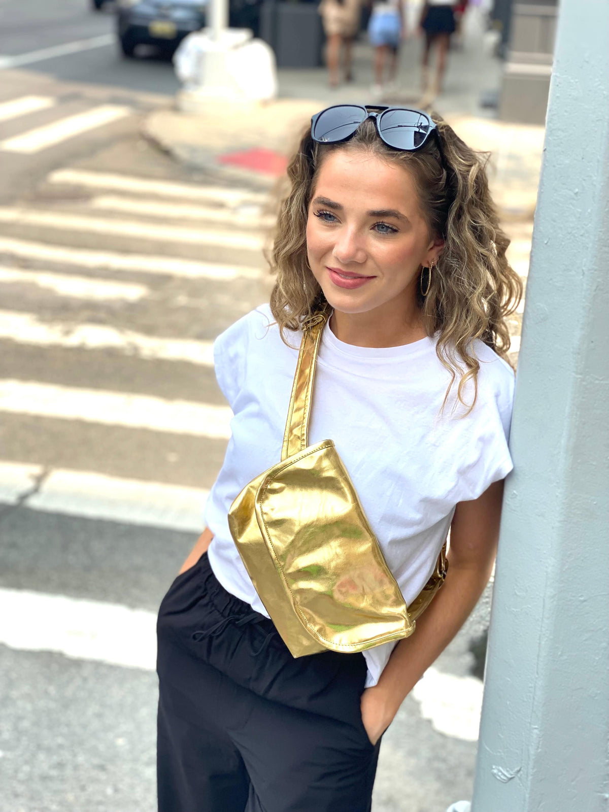 Gold Metallic Adjustable Belt Bag - Quilted Koala