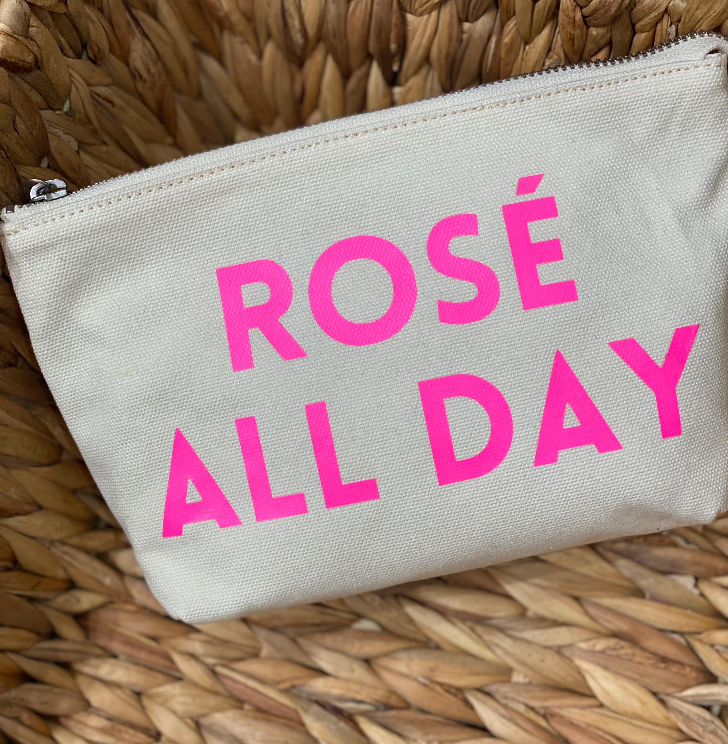 Makeup Bag Natural with Neon Pink Rosé All Day - Quilted Koala