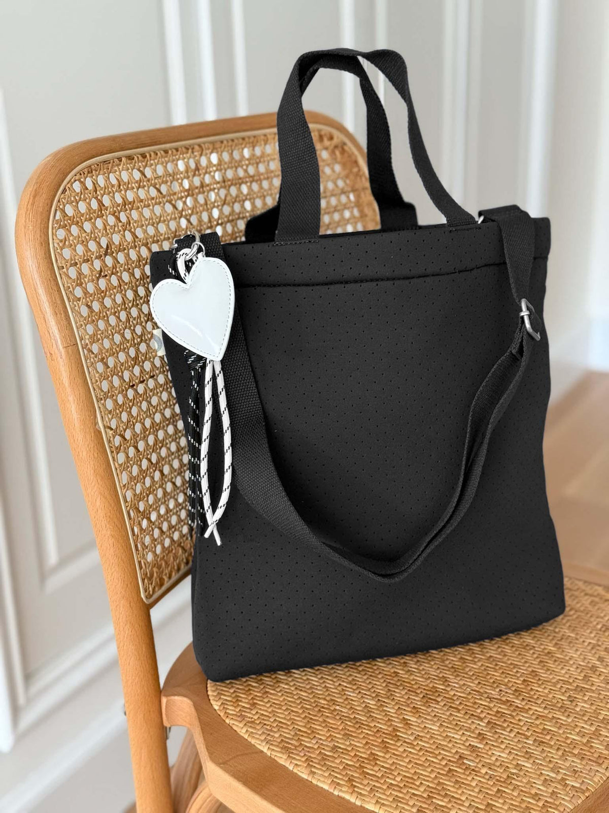 Paracord Bag Charm - Heart with Black and White NEW! - Quilted Koala