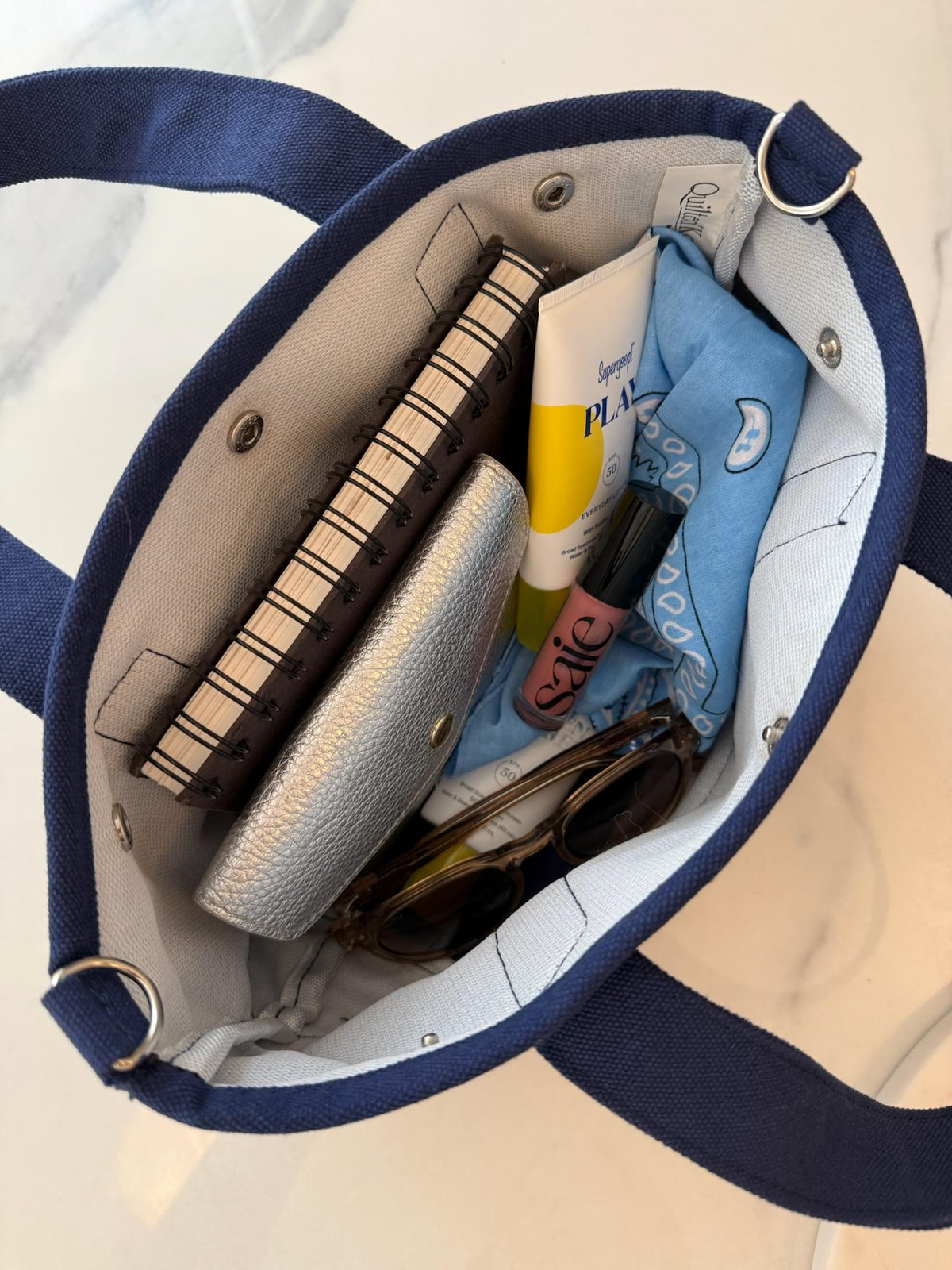 The Seaport Boat Bag - Blue Canvas Mini Monogram - Quilted Koala