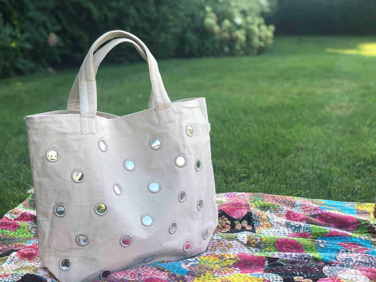 Boho Large Mirror Tote: Stone BACK IN STOCK! - Quilted Koala
