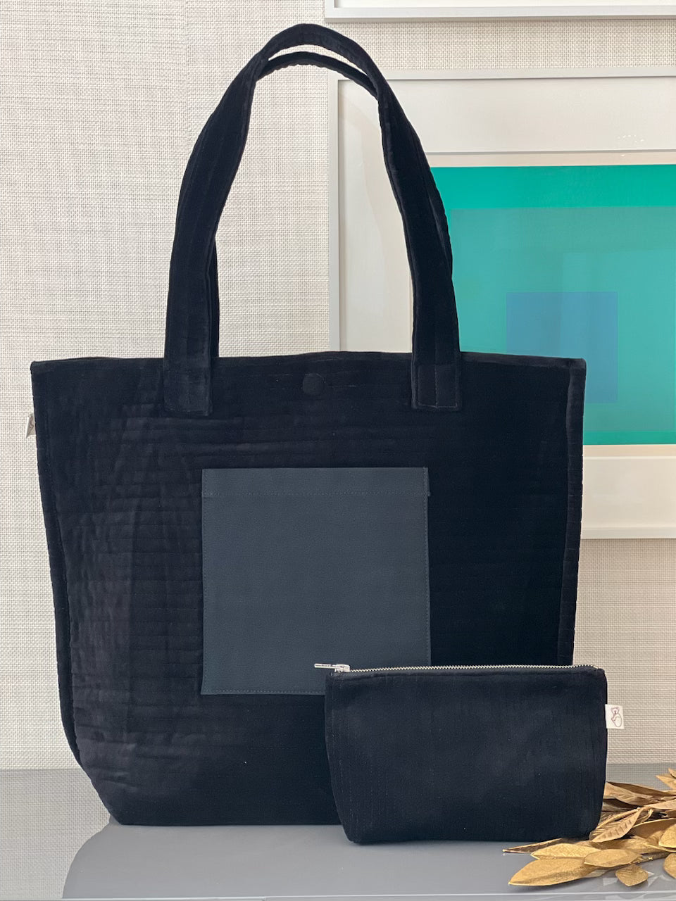 Quilted Velvet Black Everything Bag + FREE Makeup Bag Just $48 - Quilted Koala