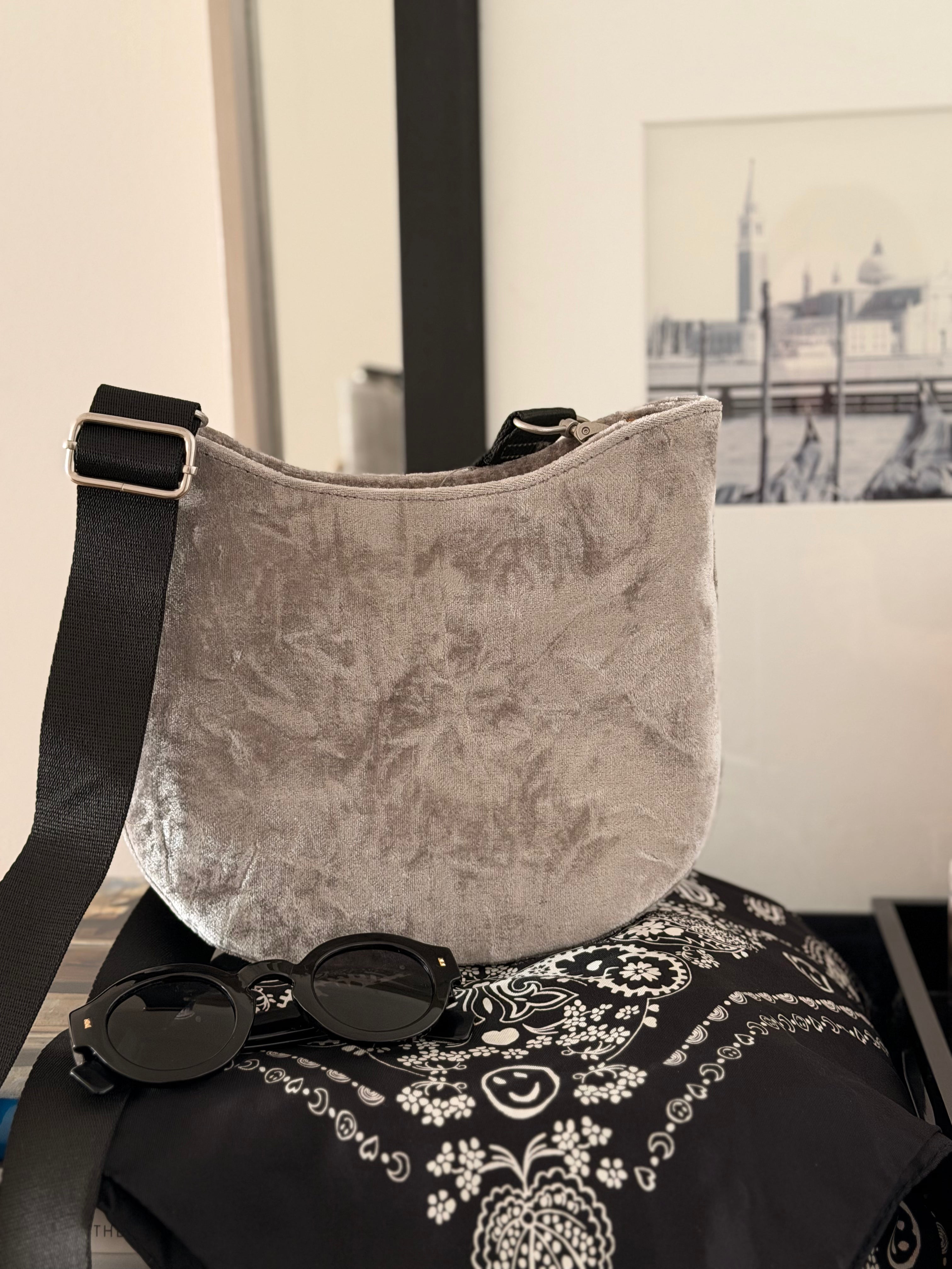 Mini City Bag: Grey Velvet - Cyber Special - Quilted Koala