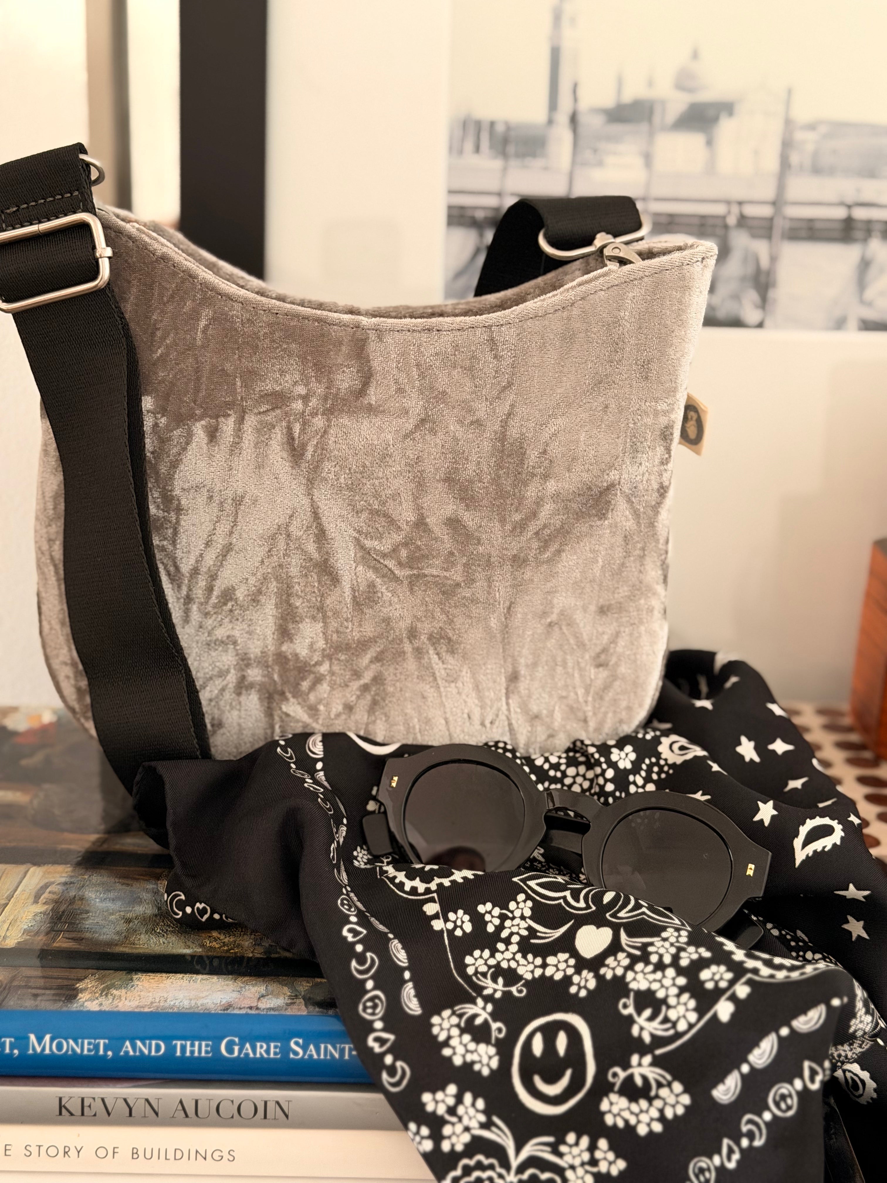 Mini City Bag: Grey Velvet - Cyber Special - Quilted Koala