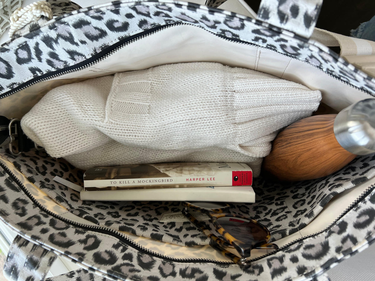 Leopard Midi Zipper Tote - Quilted Koala