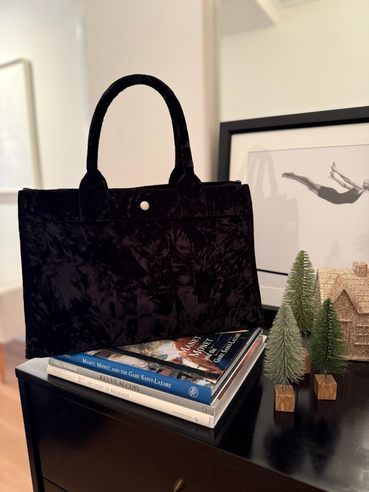 SPECIAL! Black Velvet Midi East West Crossbody + FREE Black Leopard Clutch - Quilted Koala