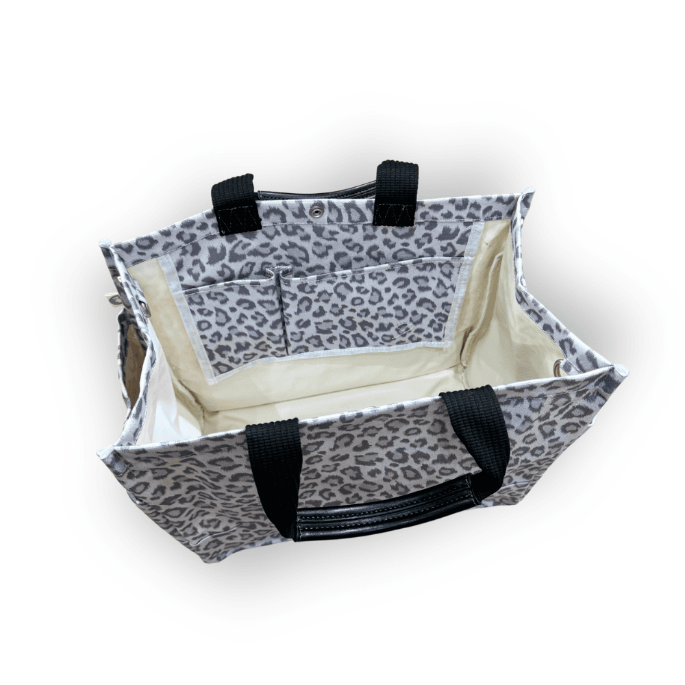 Grey Leopard Luxe North South Bag + FREE Grey & White Luxe Strap - Quilted Koala