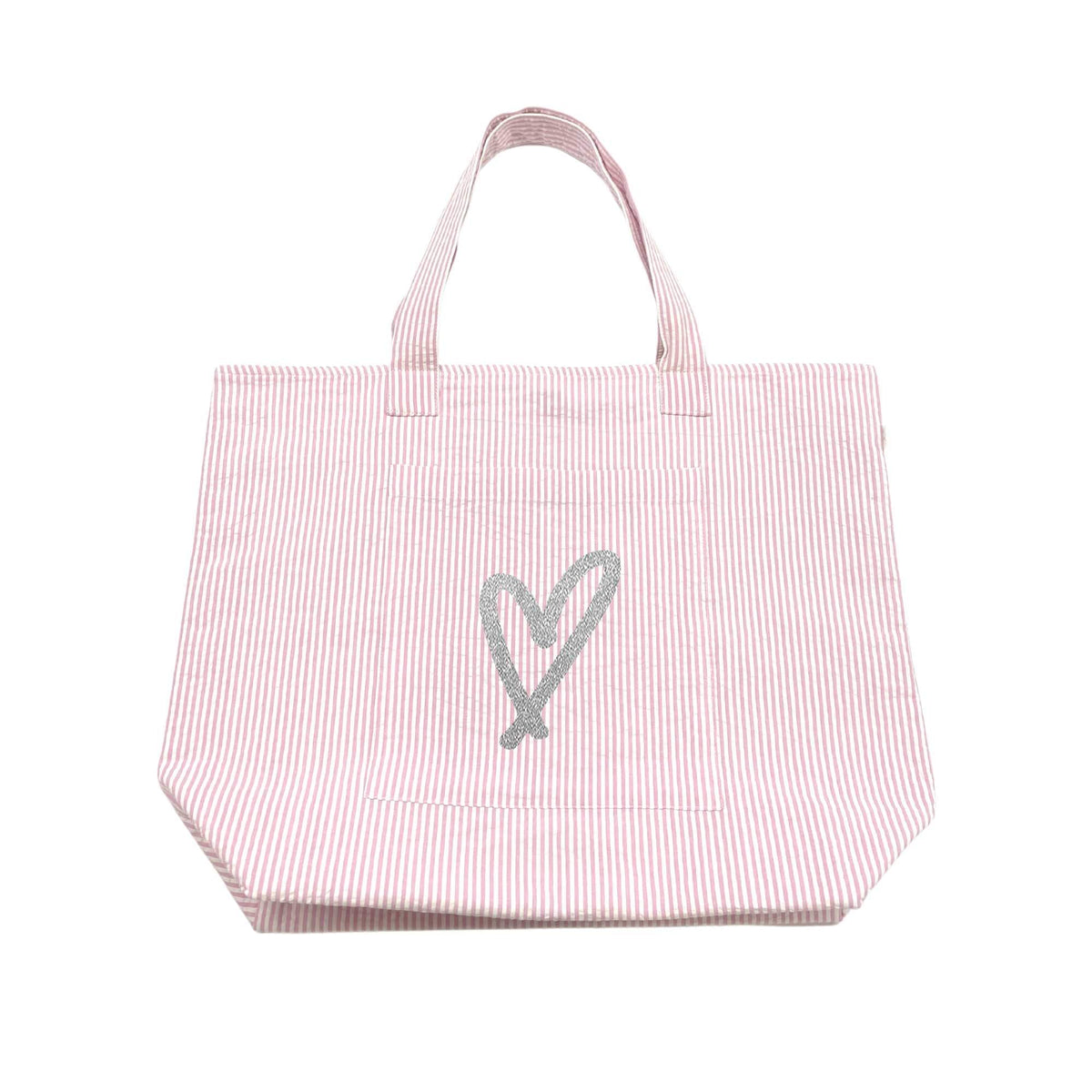 Everything Bag: Pink Seersucker - Sketch Heart - Quilted Koala