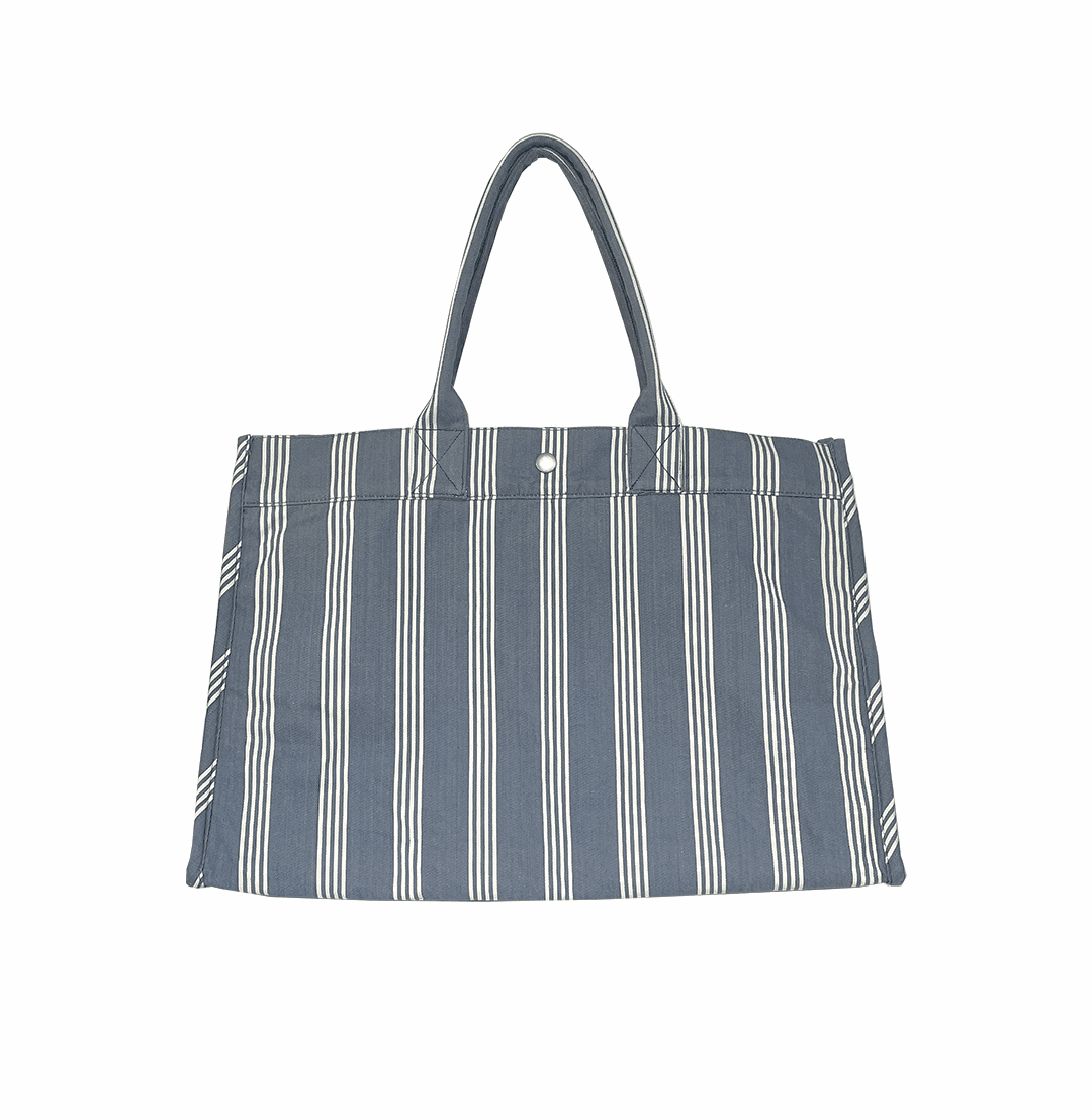 East West Bag - Blue Ticking Stripes - Quilted Koala