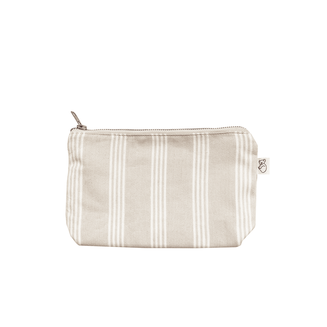 Makeup Bag: Sand Ticking Stripe - Quilted Koala