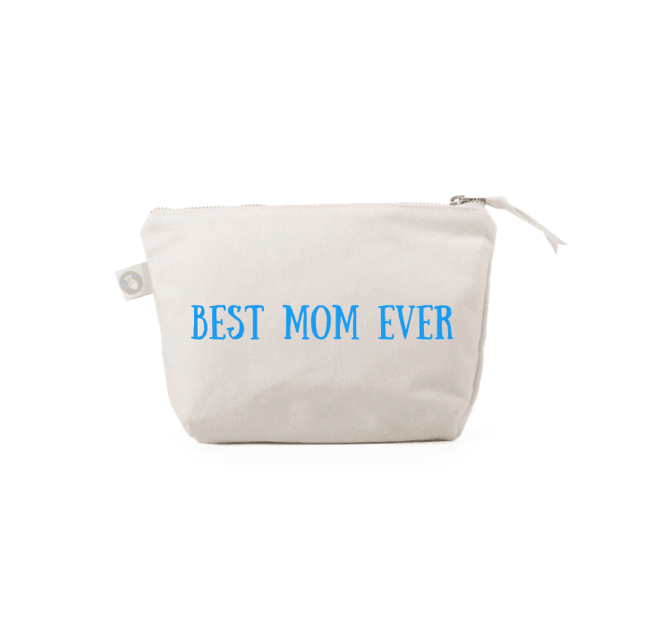 BEST MOM EVER - Natural Makeup Bag with Capri Blue - NEW! - Quilted Koala