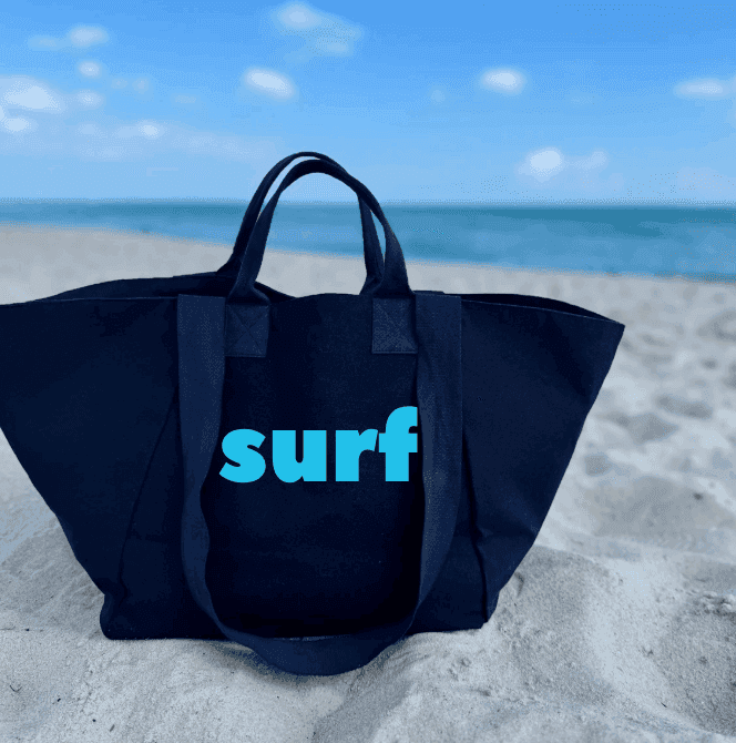 Navy Chelsea Bag with SURF in Capri Blue - Quilted Koala