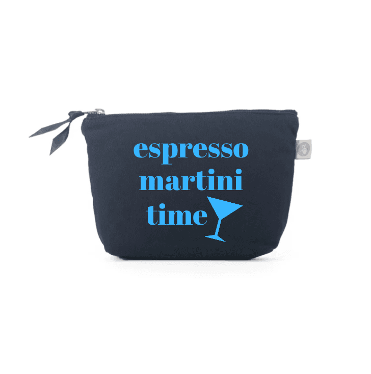 Espresso Martini Time - Navy Makeup Bag with Capri Blue - NEW! - Quilted Koala