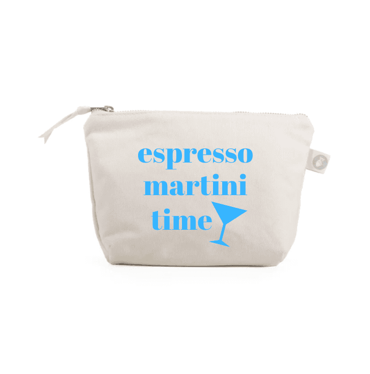 Espresso Martini Time - Natural Makeup Bag with Capri Blue - NEW! - Quilted Koala