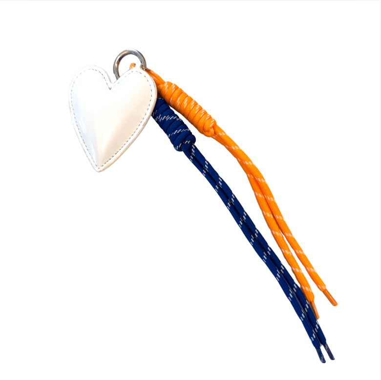 Paracord Bag Charm - Heart Charm with Blue and Orange NEW! - Quilted Koala