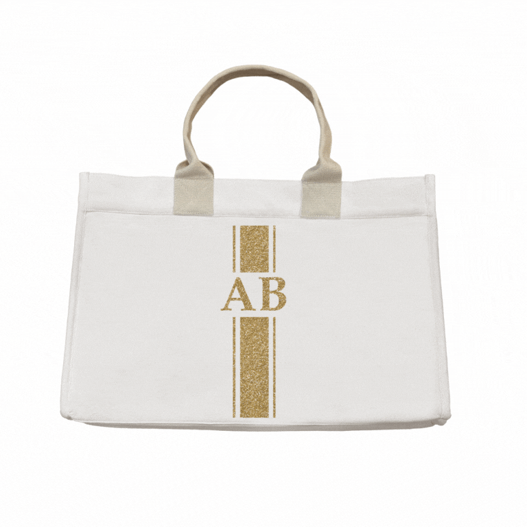 Anywhere Bag – Zip‑Top Travel Tote with Trolley Sleeve (Custom Design) - Monogram Stripe - Natural - Quilted Koala