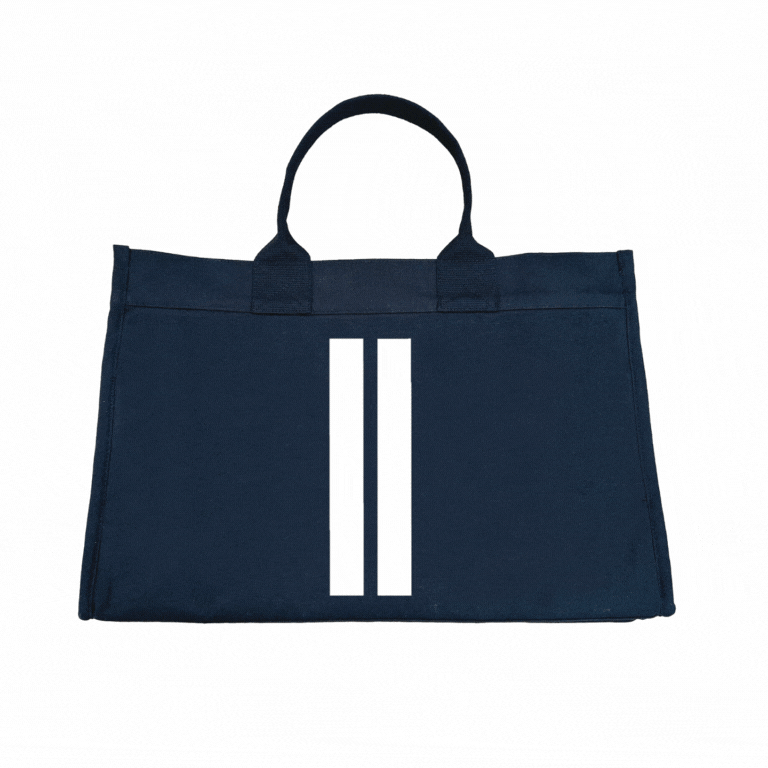 Anywhere Bag – Zip‑Top Travel Tote with Trolley Sleeve (Custom Design) - Navy - Quilted Koala