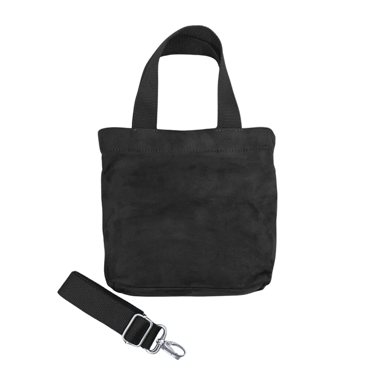 Midi Town Crossbody Bag: Black Vegan Suede + Beaded Paracord Charm - Quilted Koala