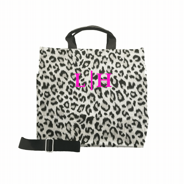 Monogram Split Letter: Leopard Luxe North South Bag - Quilted Koala