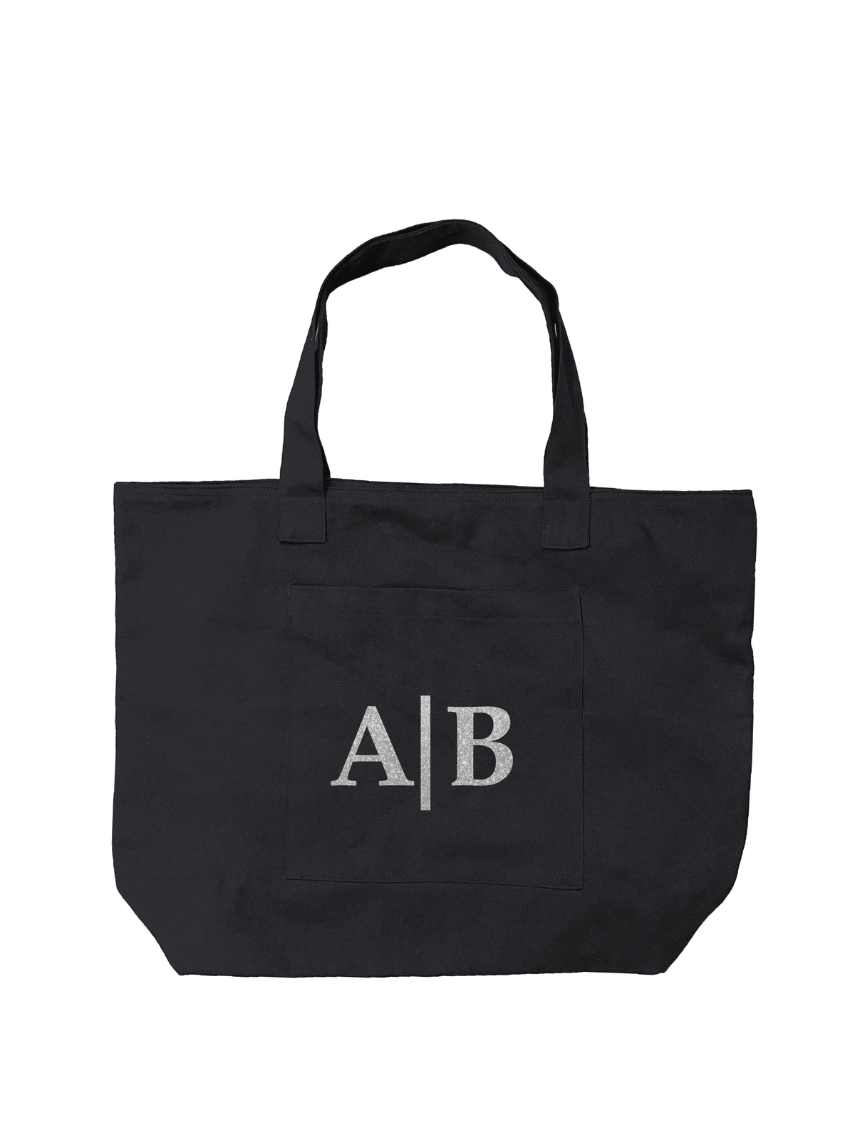 Black Everything Bag - Split Letter Monogram - Quilted Koala