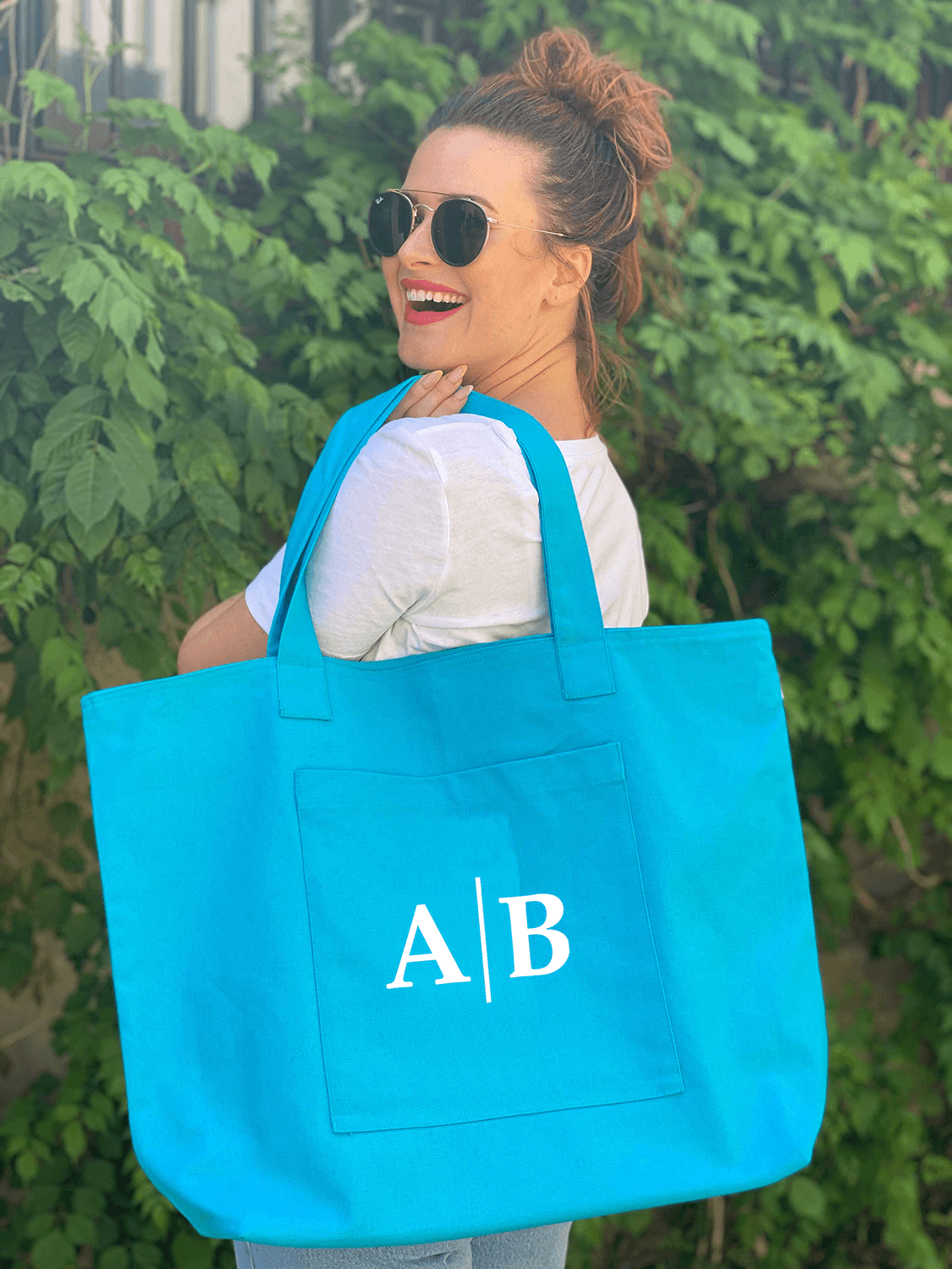 Aqua Everything Bag - Split Letter Monogram NEW! - Quilted Koala