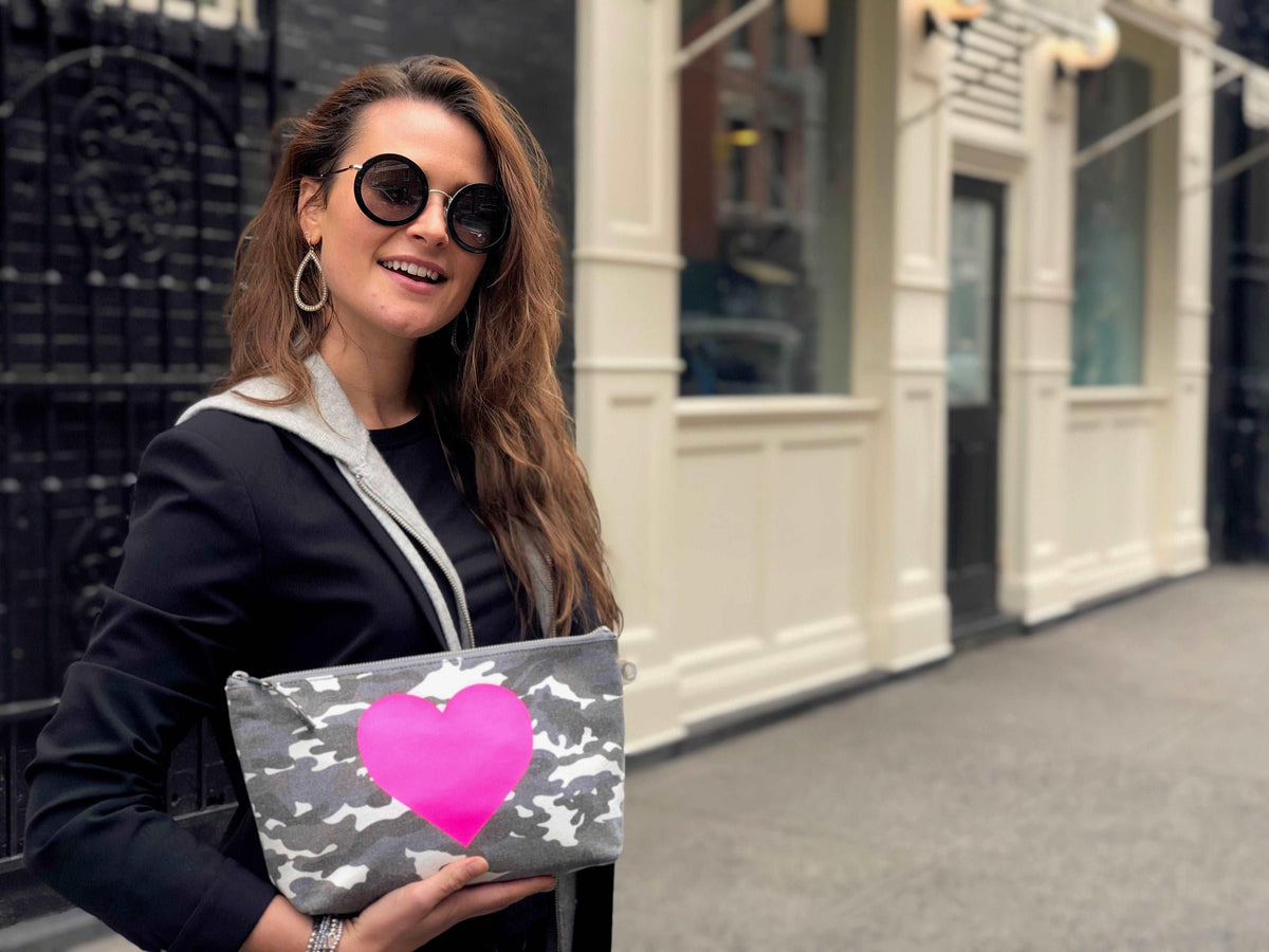 Clutch Bag: Grey Camouflage - Quilted Koala