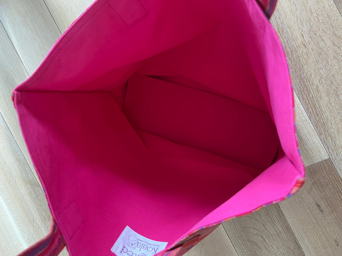 Pink Happy Stripe Everything Bag - Neon Pink Matte Certified Beach Lover - Quilted Koala