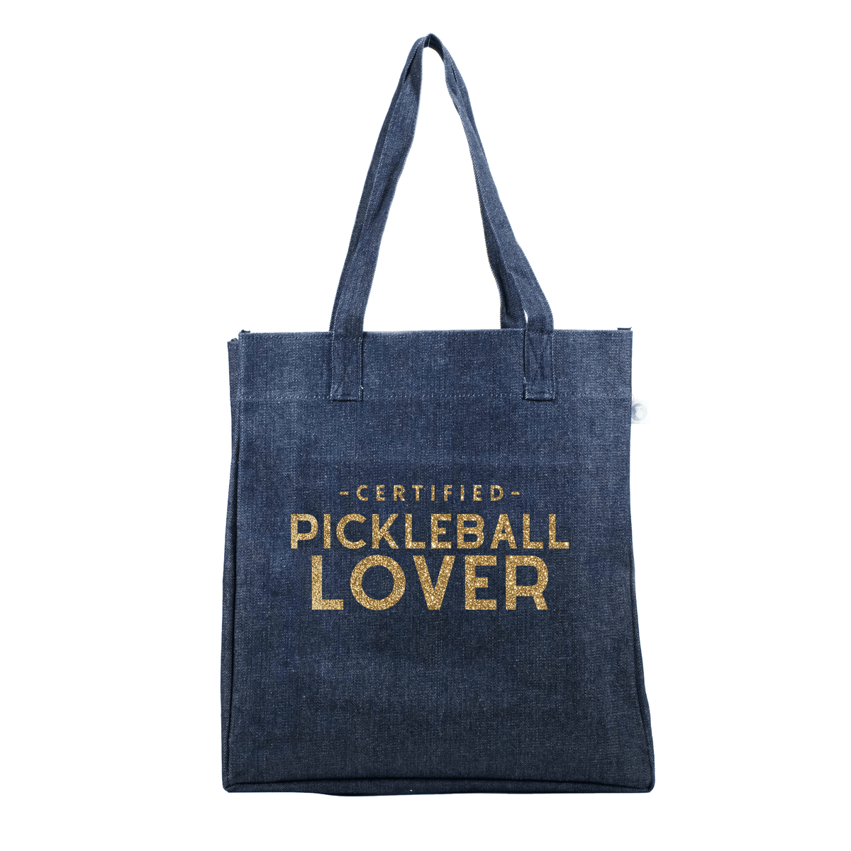 Denim Upright Bag with Gold Glitter Certified Pickleball Lover - Quilted Koala
