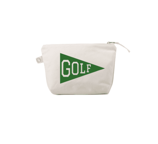 Makeup Bag Natural with Kelly Green Matte Golf Flag - Quilted Koala