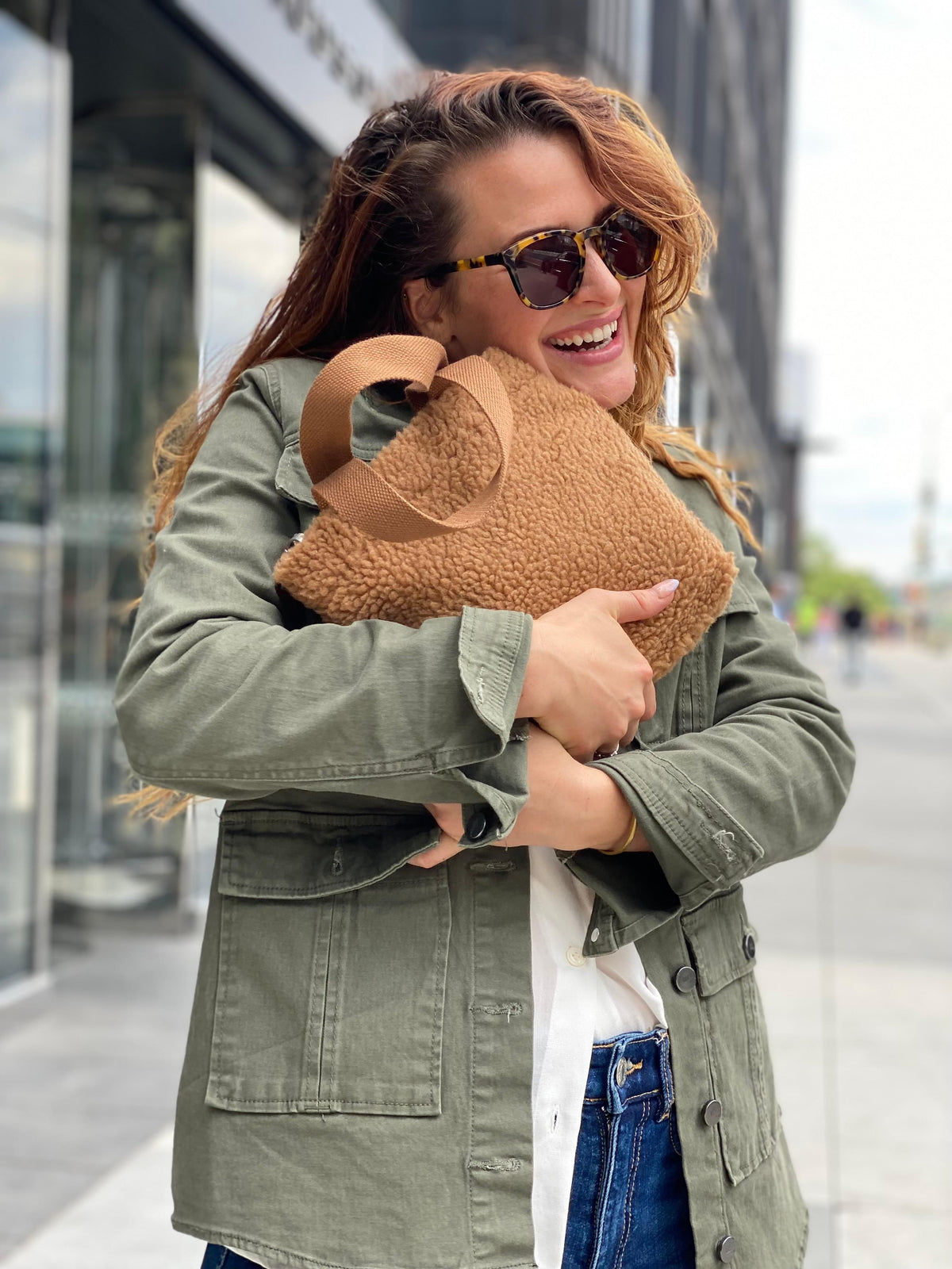 Midi Town Crossbody Bag: Mocha Sherpa - Quilted Koala