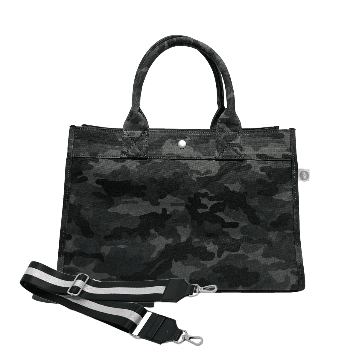 Monogram Stripe Midi East West Bag: Black Camouflage - Quilted Koala
