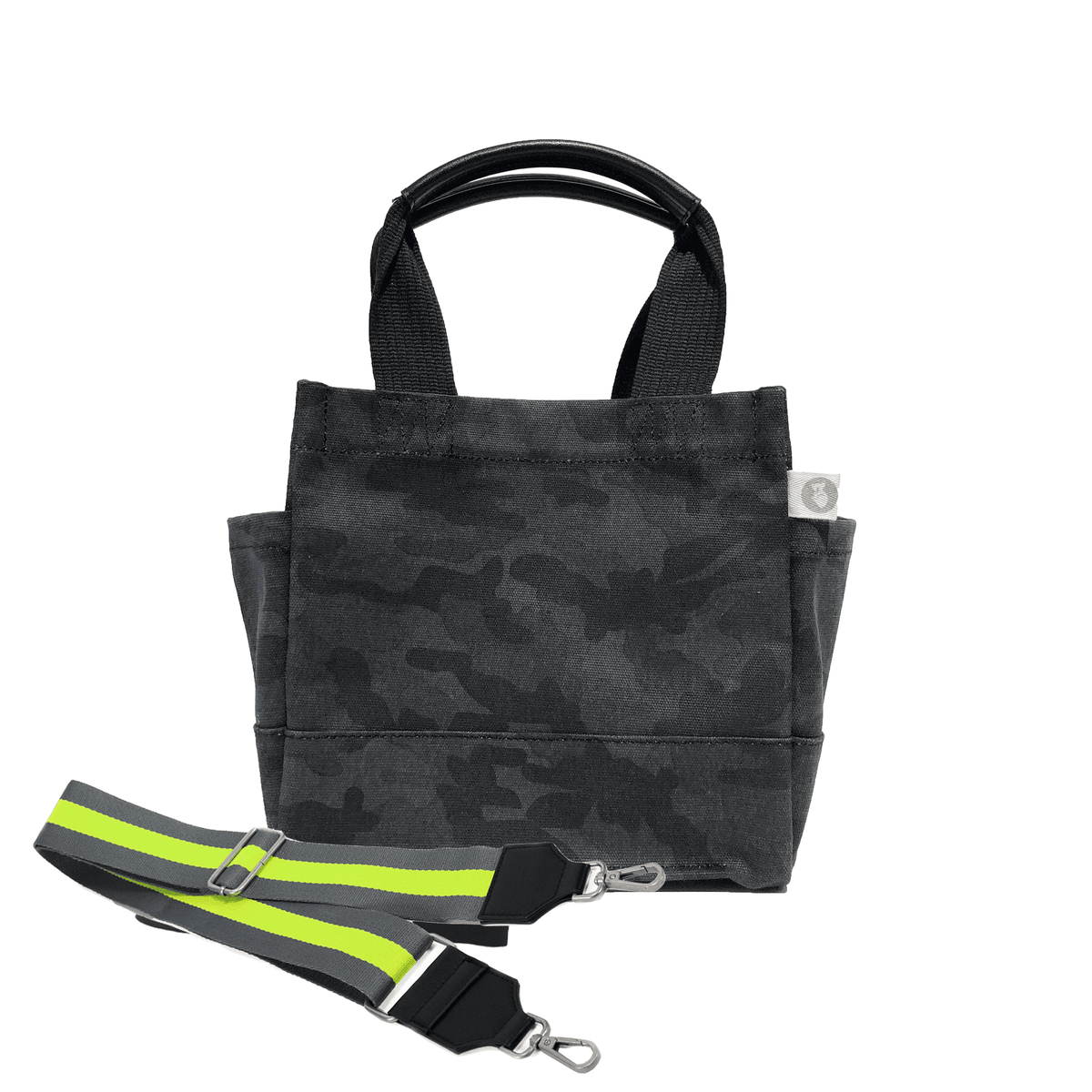 Mini Luxe North South Bag: Black Camouflage - Quilted Koala