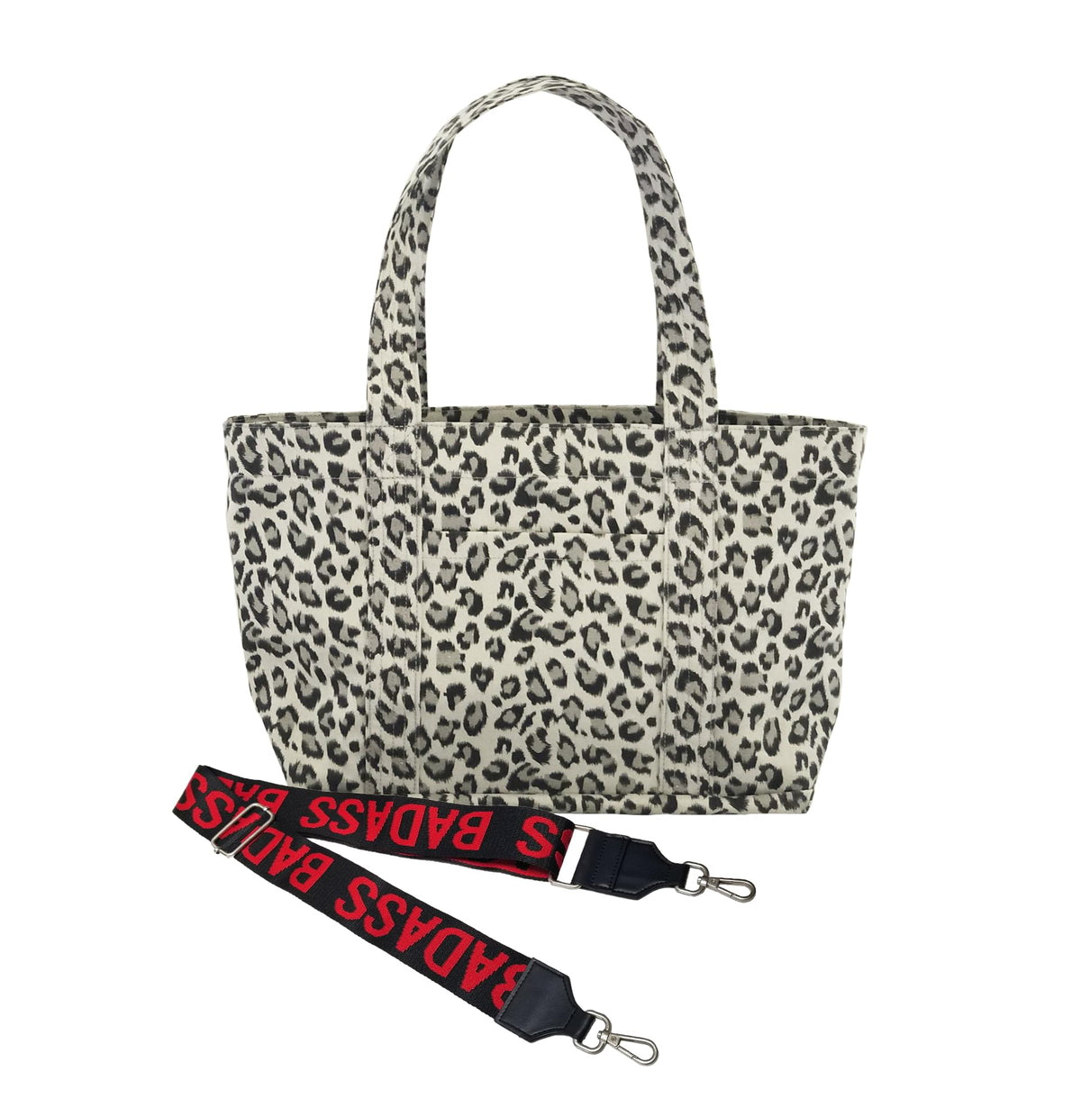 Split Letter Monogram - Midi Zipper Tote: Leopard - Quilted Koala