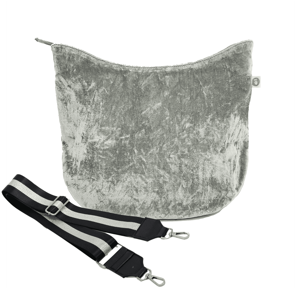 City Bag: Grey Crushed Velvet with FREE STRAP - Quilted Koala